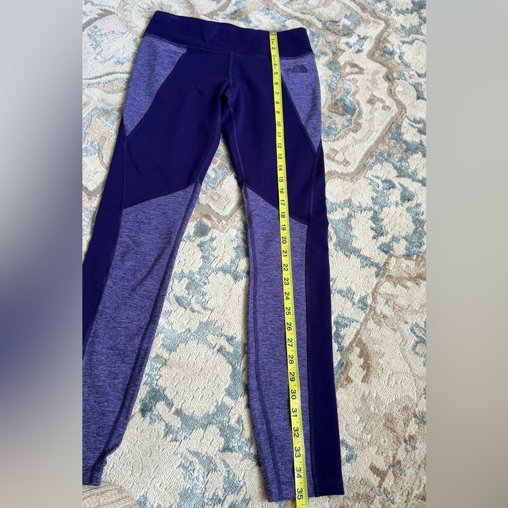 The North Face Womens Cropped Leggings Purple Mid Rise Heathered Panels Knit - Picture 6 of 7